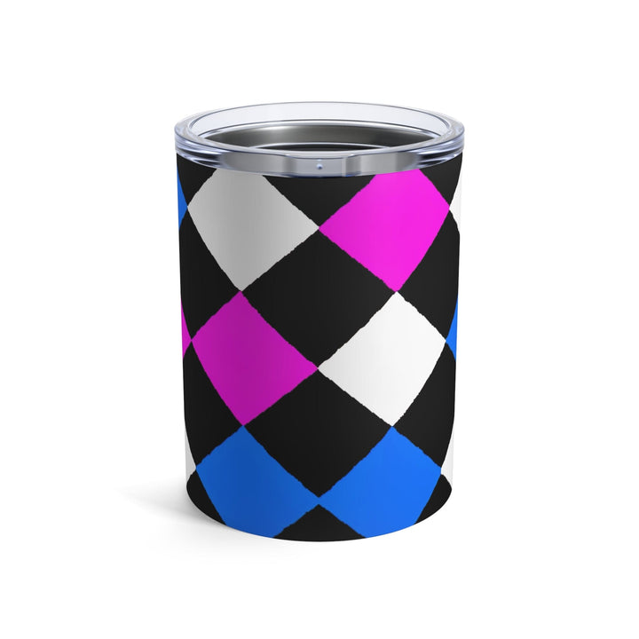 Insulated Tumbler 10oz Pink Blue Checkered Pattern - Decorative | Tumblers