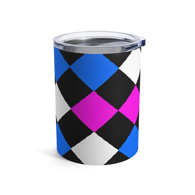 Insulated Tumbler 10oz Pink Blue Checkered Pattern - Mug