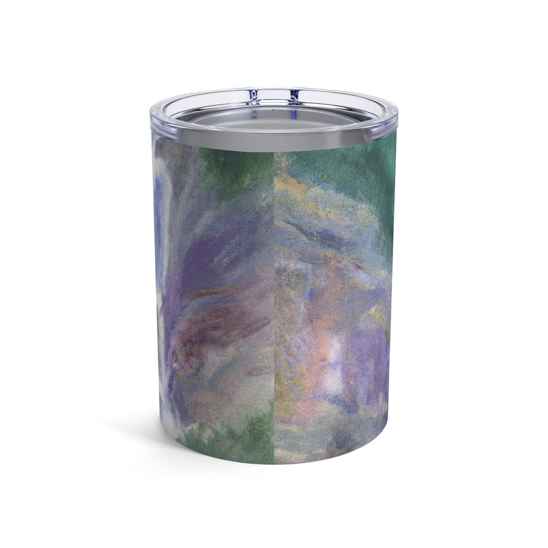 Insulated Tumbler 10oz Purple Watercolor Waterfall Green Landscape Nature Print