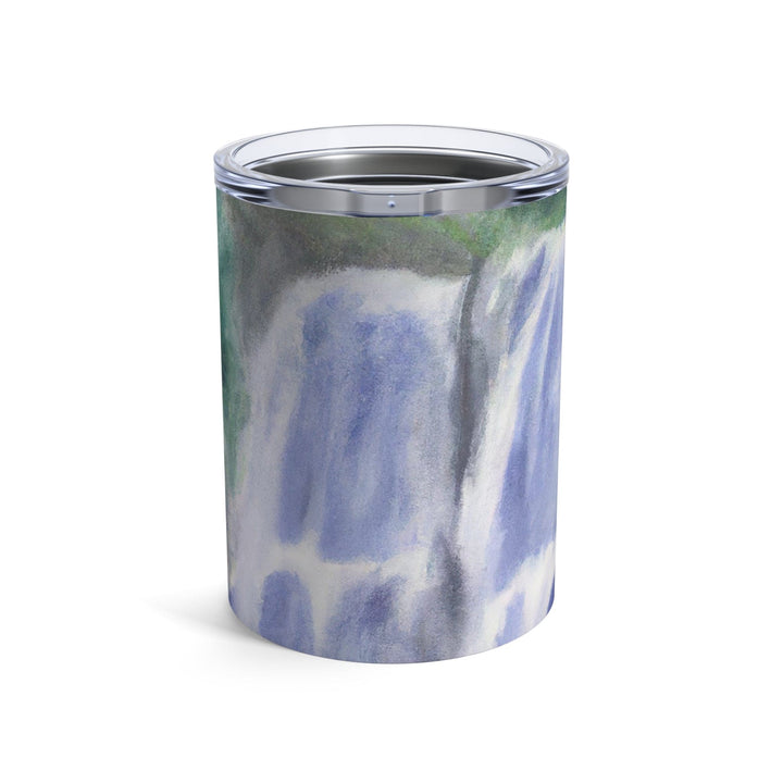 Insulated Tumbler 10oz Purple Watercolor Waterfall Green Landscape Nature Print