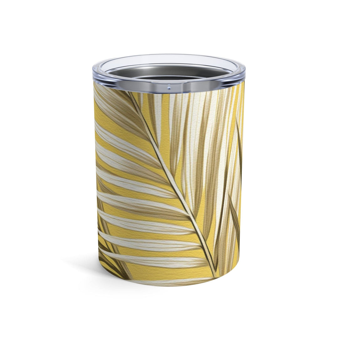 Insulated Tumbler 10oz White Brown Palm Leaves - Decorative | Tumblers | 10oz