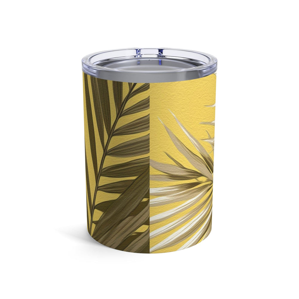 Insulated Tumbler 10oz White Brown Palm Leaves - Decorative | Tumblers | 10oz