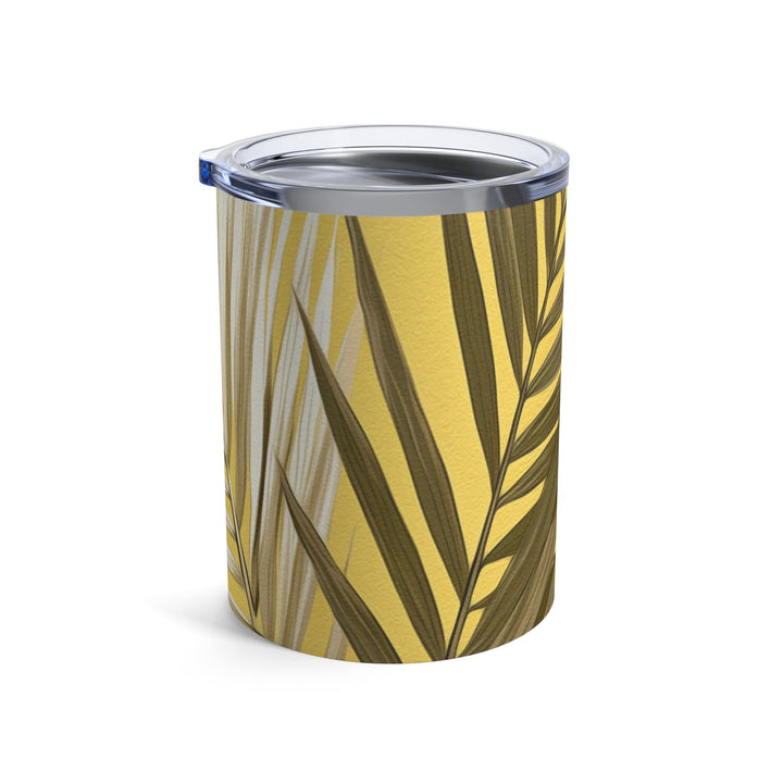 Insulated Tumbler 10oz White Brown Palm Leaves - Decorative | Tumblers | 10oz