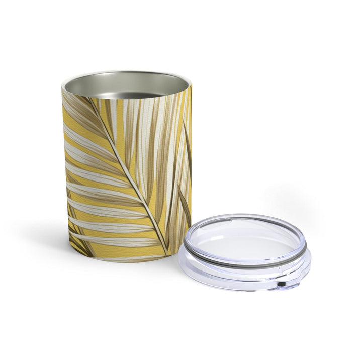 Insulated Tumbler 10oz White Brown Palm Leaves - Decorative | Tumblers | 10oz