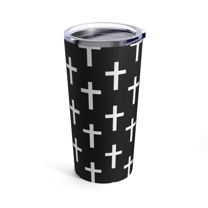 Insulated Tumbler 20oz Black And White Seamless Cross Pattern - Decorative