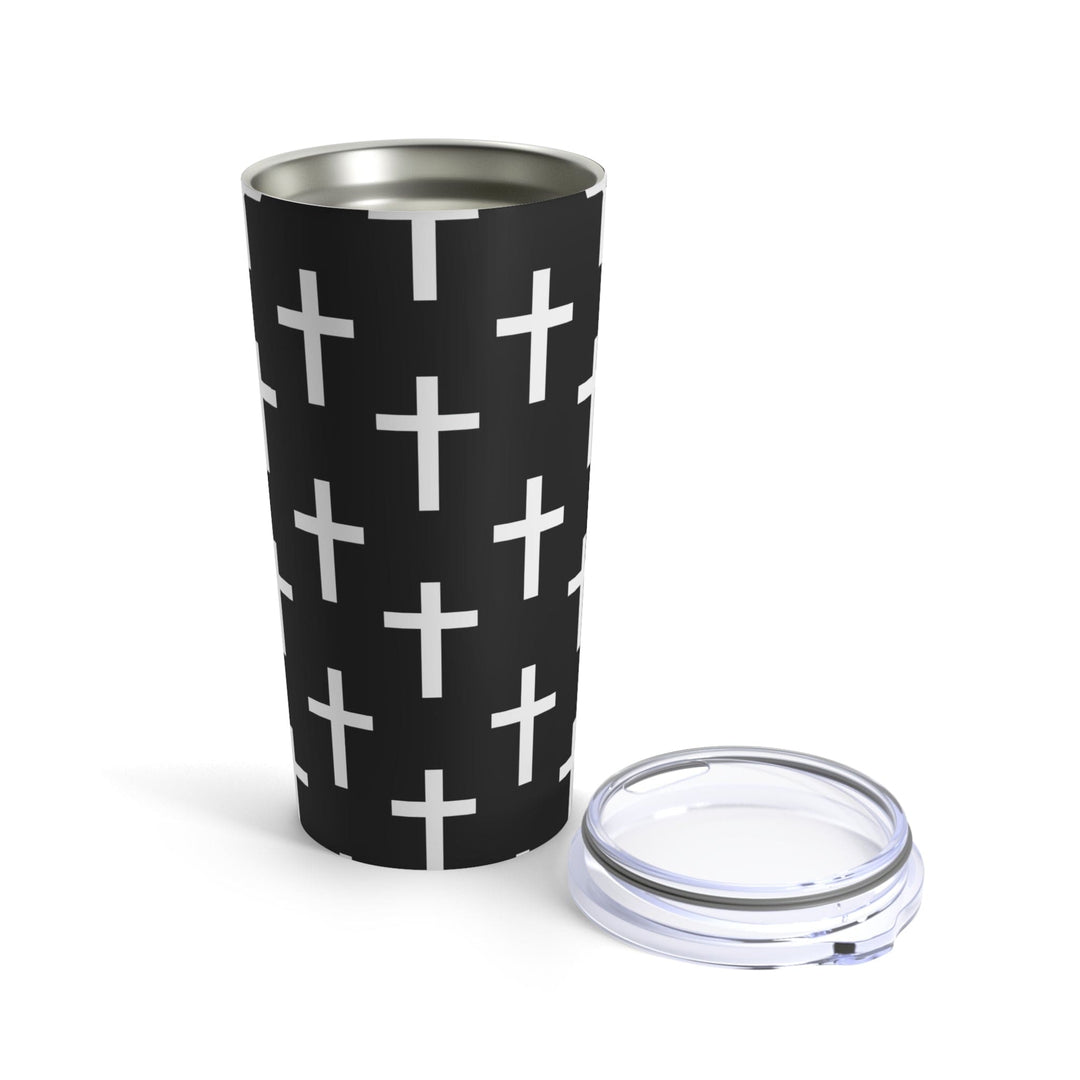 Insulated Tumbler 20oz Black And White Seamless Cross Pattern - Decorative