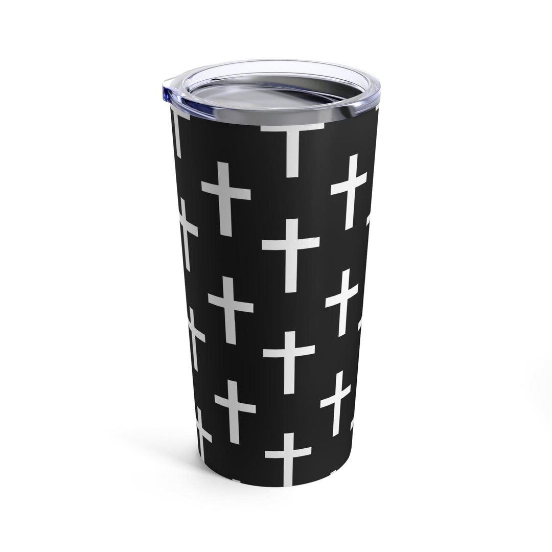 Insulated Tumbler 20oz Black And White Seamless Cross Pattern - Decorative