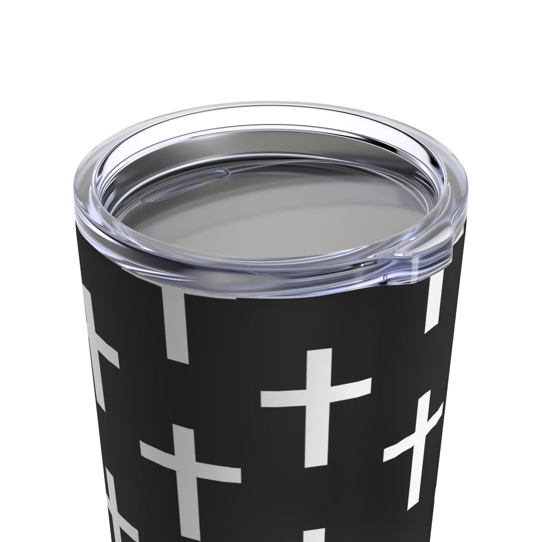 Insulated Tumbler 20oz Black And White Seamless Cross Pattern - Decorative