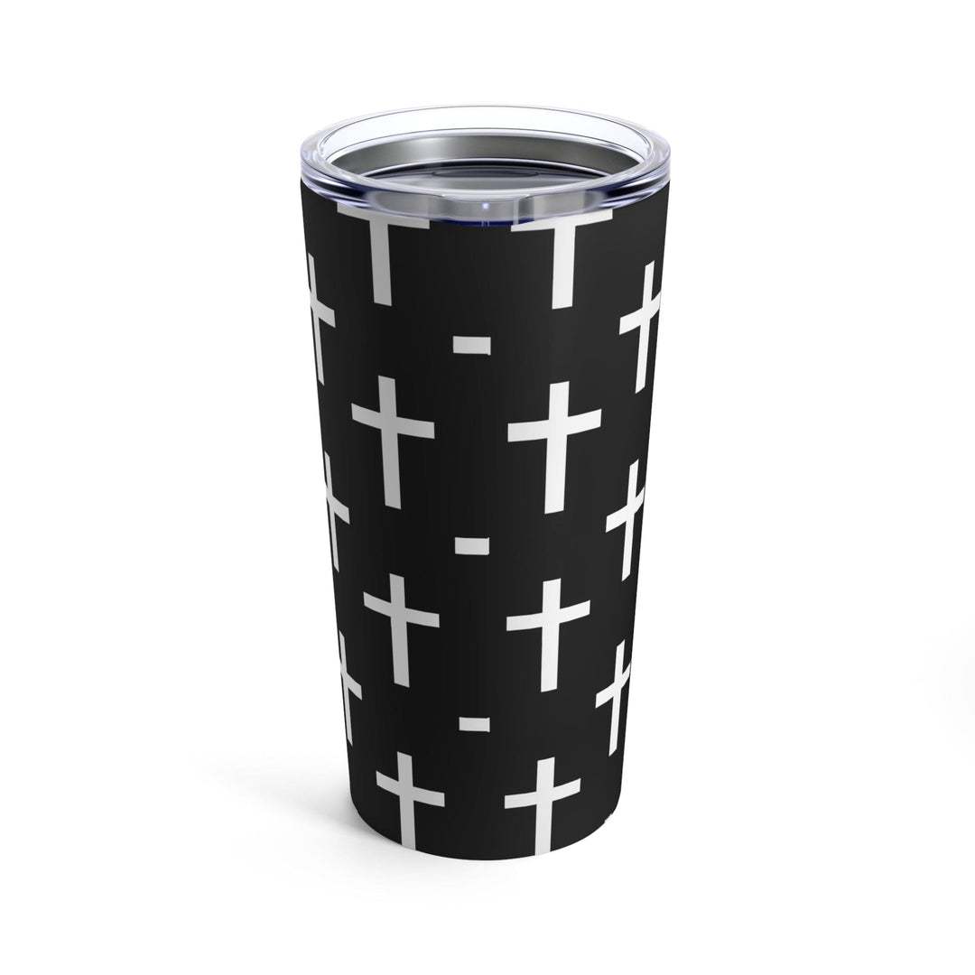 Insulated Tumbler 20oz Black And White Seamless Cross Pattern - Decorative