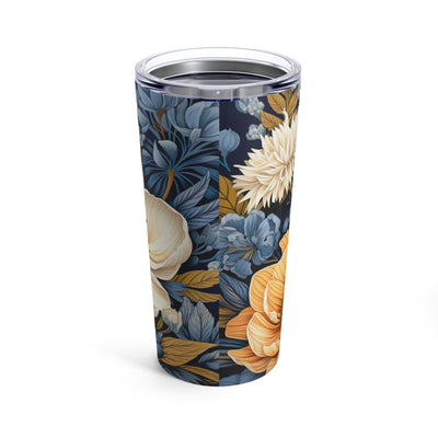 Insulated Tumbler 20oz Blue Floral Block Print Illustration - Mug