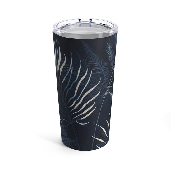 Insulated Tumbler 20oz Blue White Palm Leaves - Decorative | Tumblers | 20oz