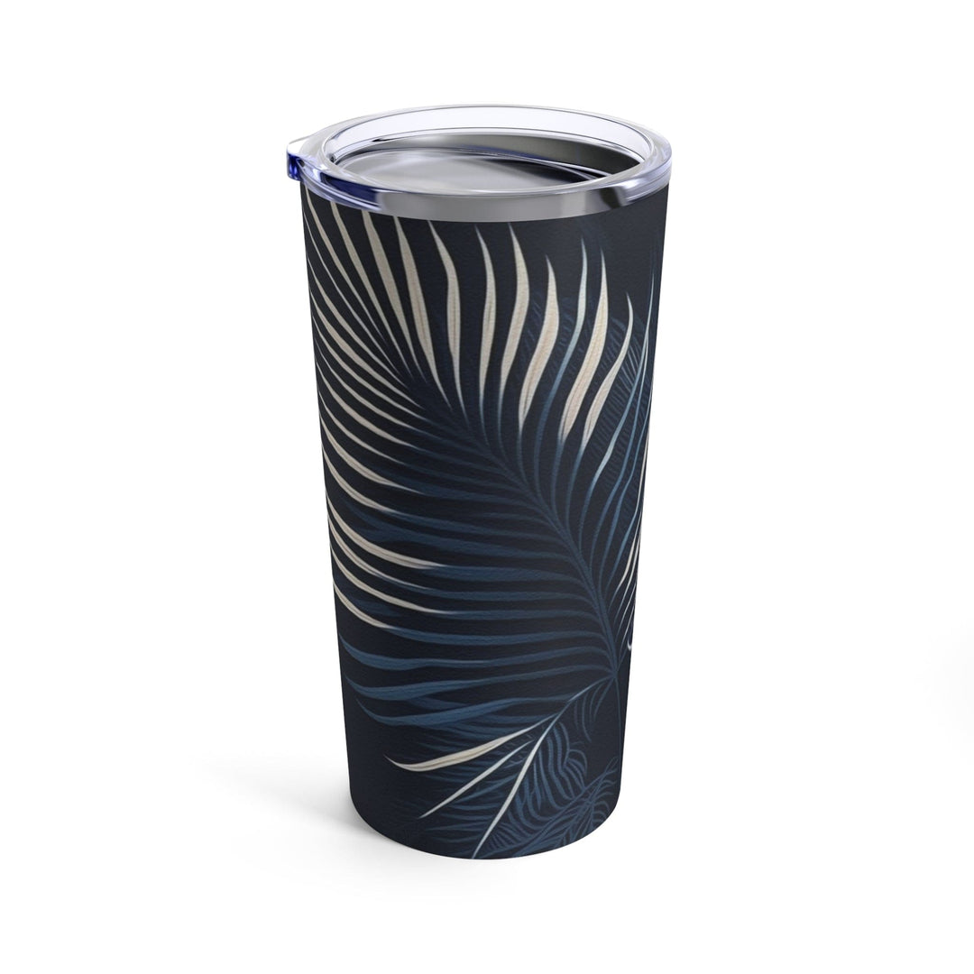 Insulated Tumbler 20oz Blue White Palm Leaves - Decorative | Tumblers | 20oz