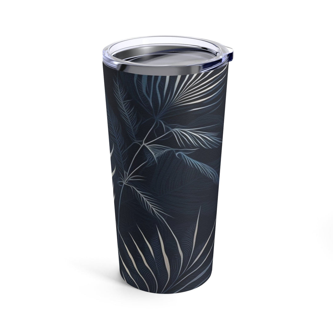 Insulated Tumbler 20oz Blue White Palm Leaves - Decorative | Tumblers | 20oz