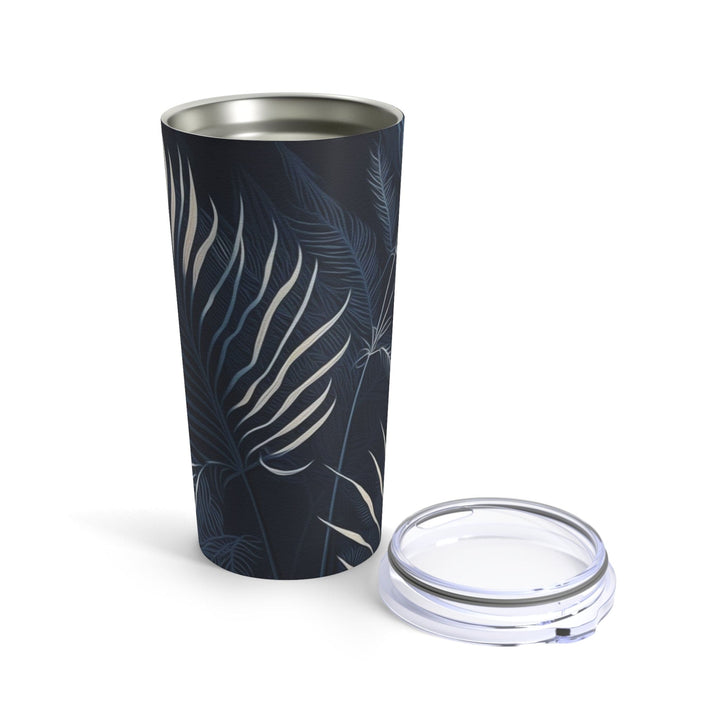 Insulated Tumbler 20oz Blue White Palm Leaves - Decorative | Tumblers | 20oz