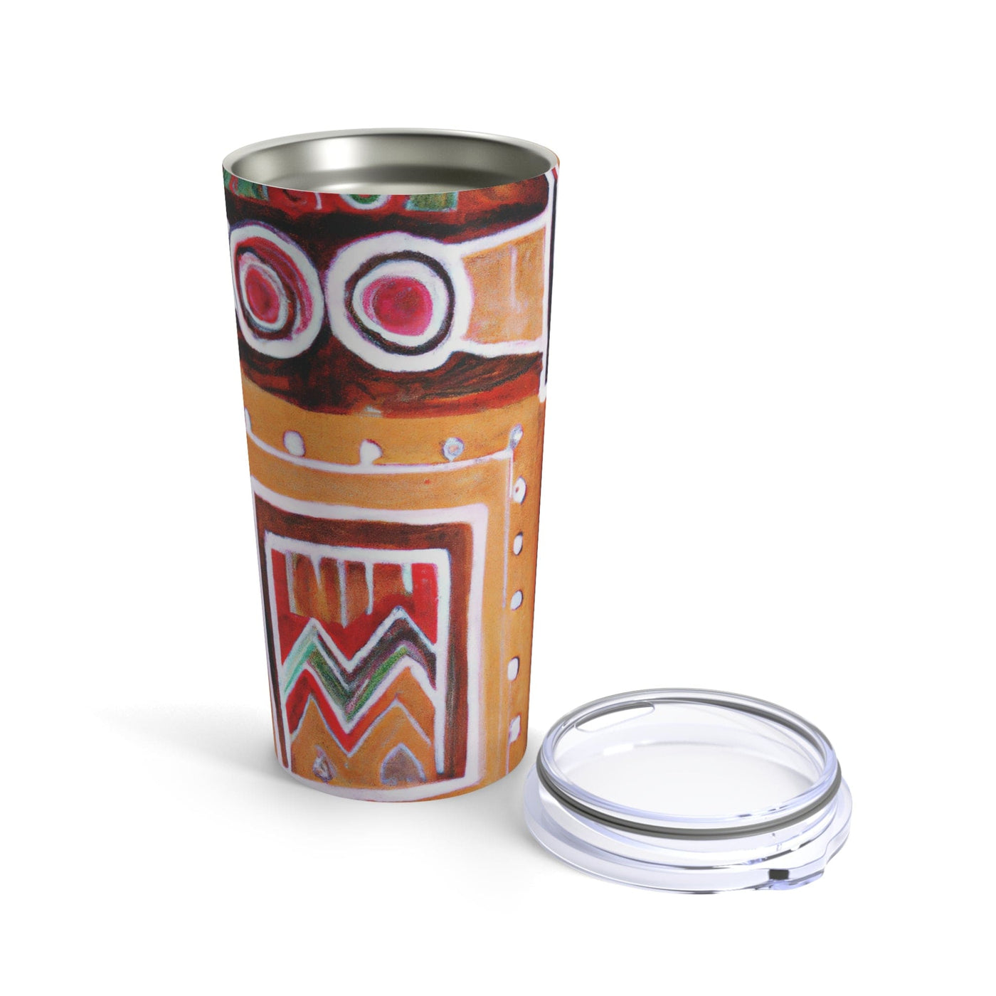 Insulated Tumbler 20oz Brown Orange Green Aztec Pattern - Mug