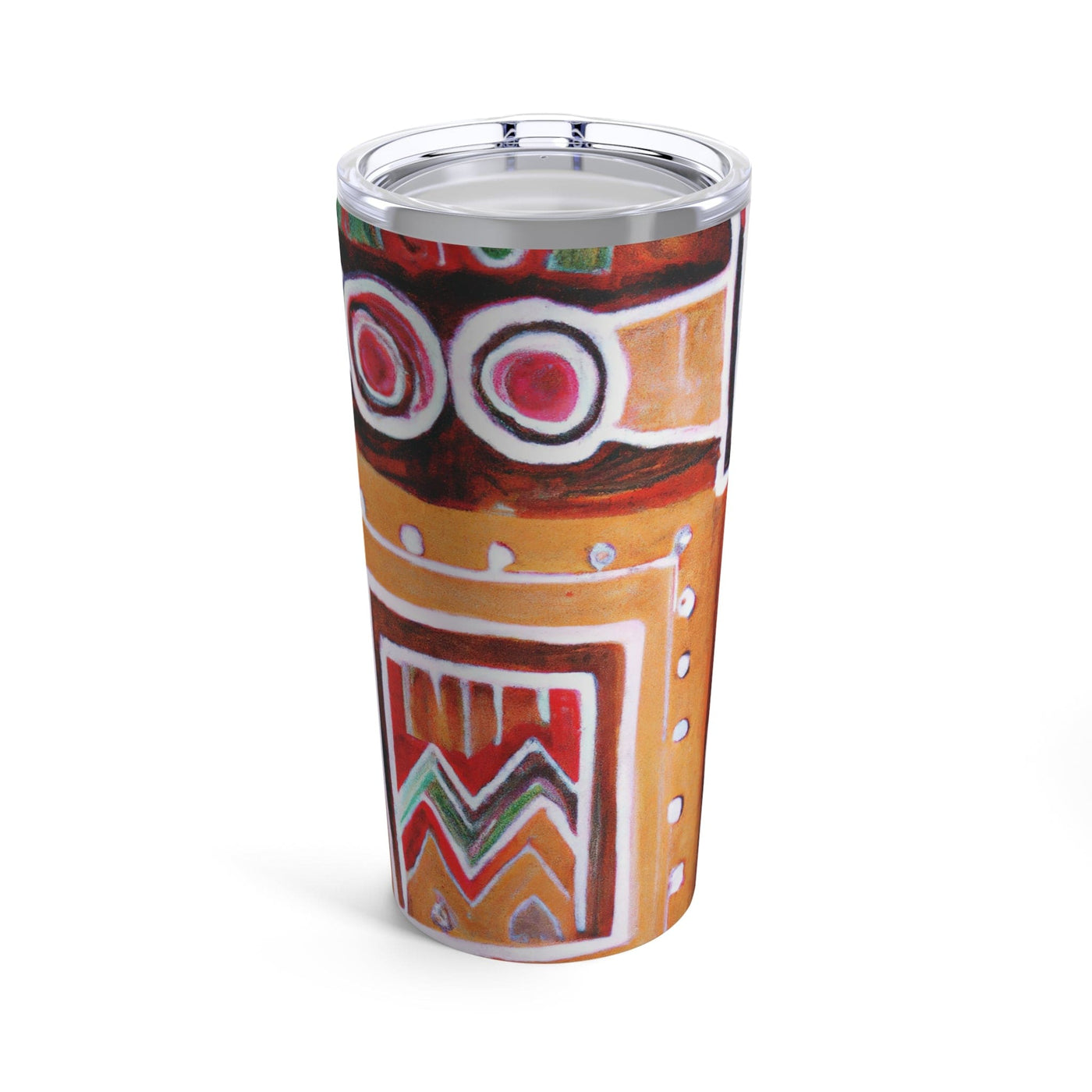 Insulated Tumbler 20oz Brown Orange Green Aztec Pattern - Mug