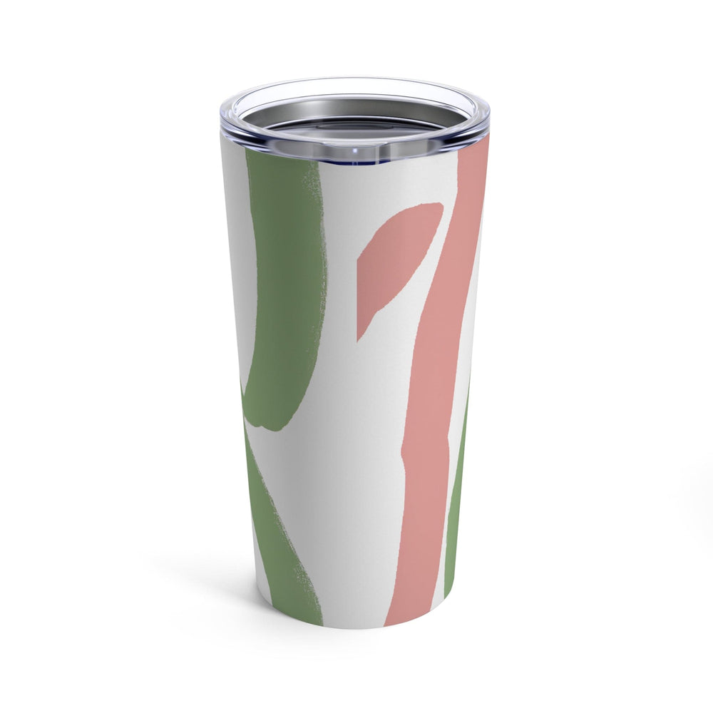 Insulated Tumbler 20oz Green Mauve Abstract Brush Stroke Pattern - Decorative