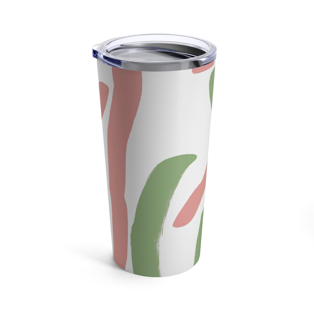 Insulated Tumbler 20oz Green Mauve Abstract Brush Stroke Pattern - Decorative