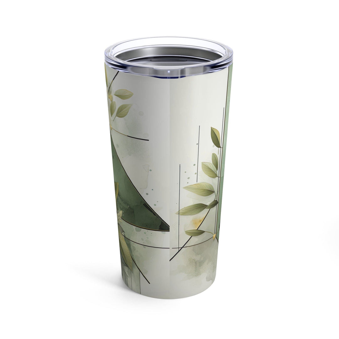 Insulated Tumbler 20oz Olive Green Mint Leaf Geometric Print - Decorative