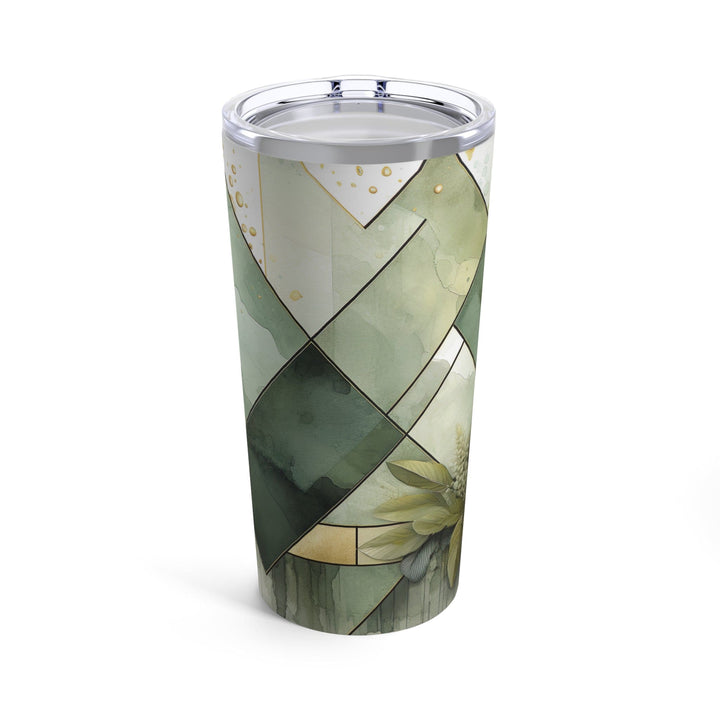 Insulated Tumbler 20oz Olive Green Mint Leaf Geometric Print - Decorative