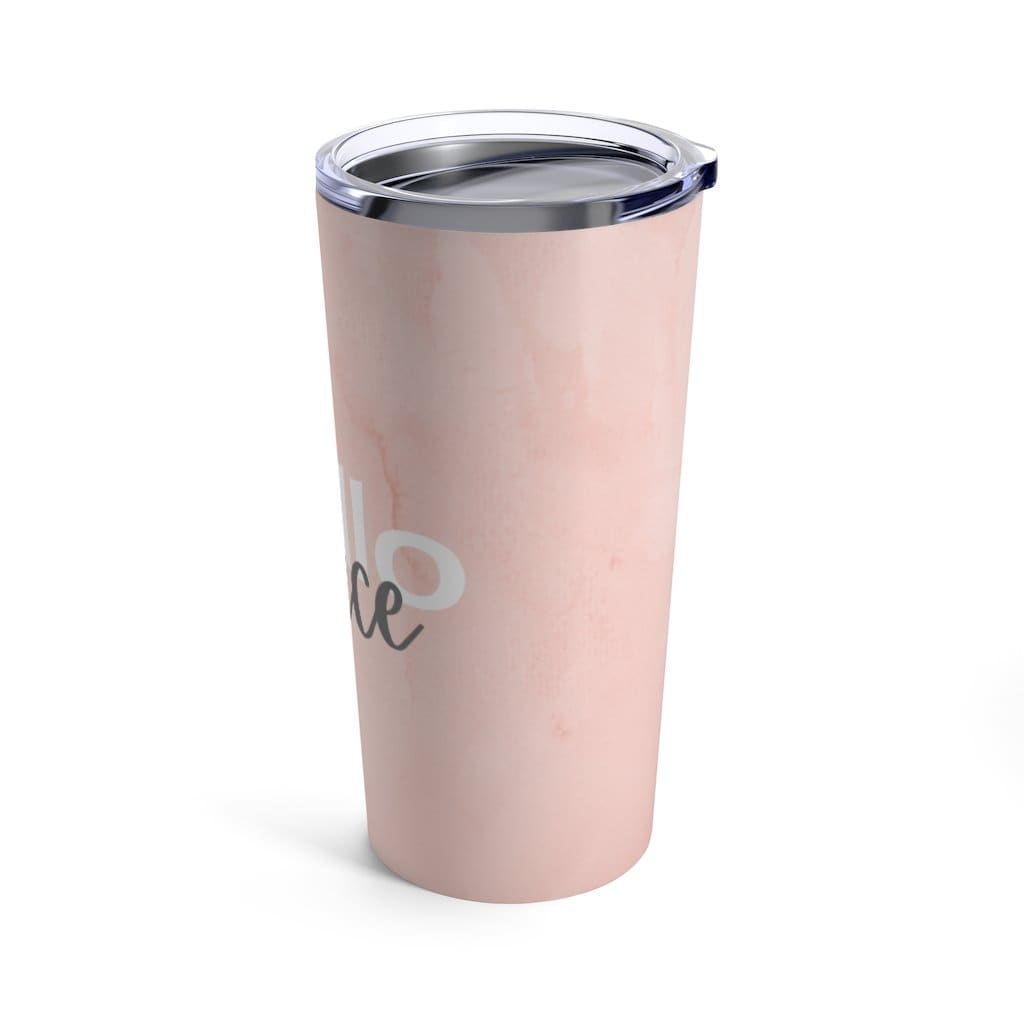 Insulated Tumbler - 20oz Peach Marble Hello Peace Travel Mug - Decorative