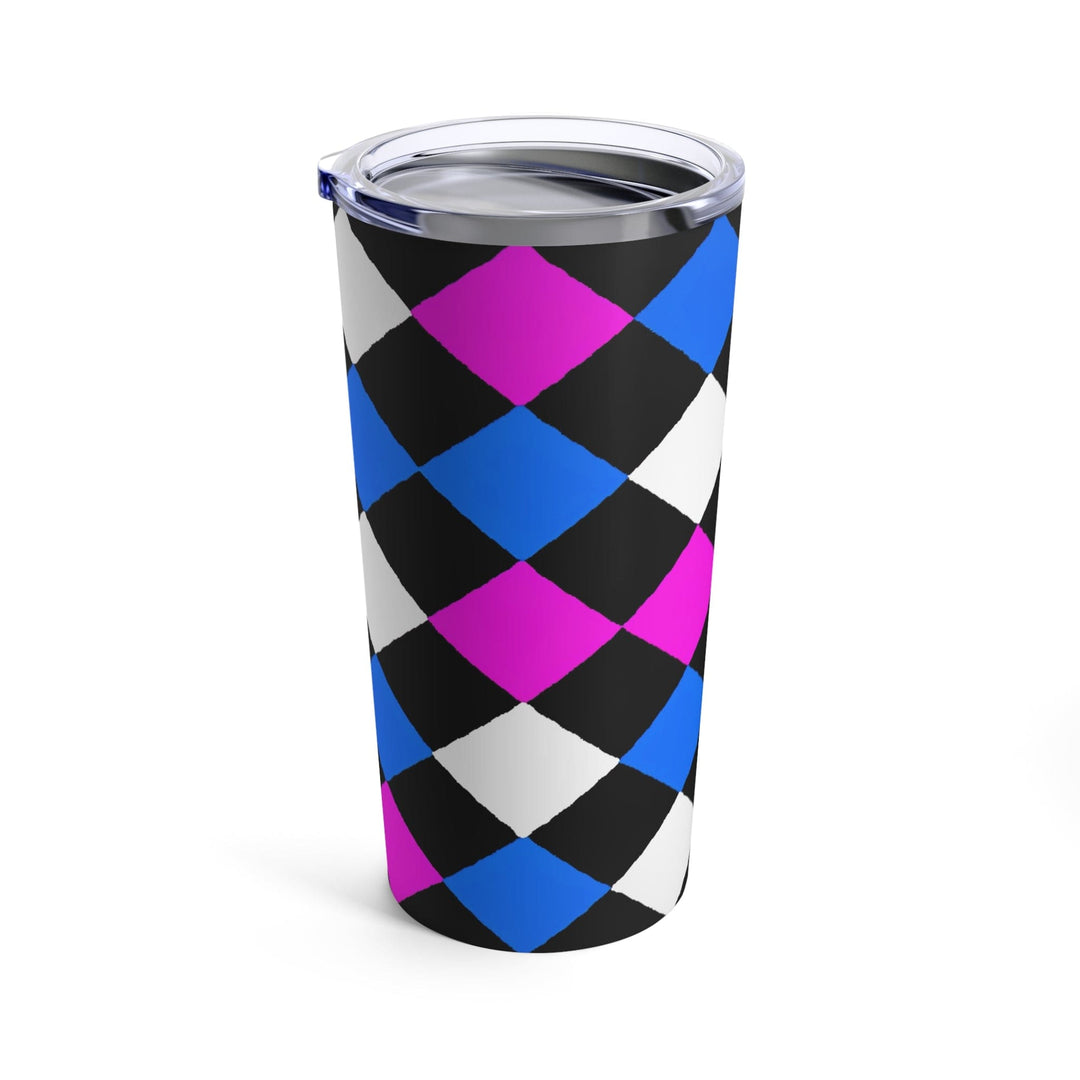 Insulated Tumbler 20oz Pink Blue Checkered Pattern - Decorative | Tumblers