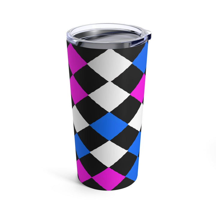 Insulated Tumbler 20oz Pink Blue Checkered Pattern - Decorative | Tumblers