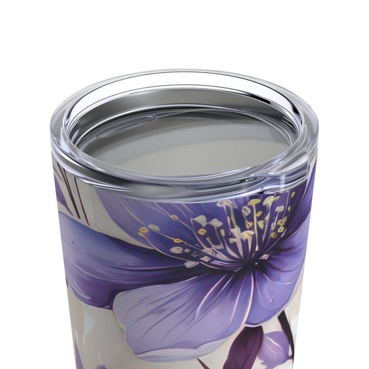 Insulated Tumbler 20oz Purple And Violet Botanical Blooms: Floral Illustration