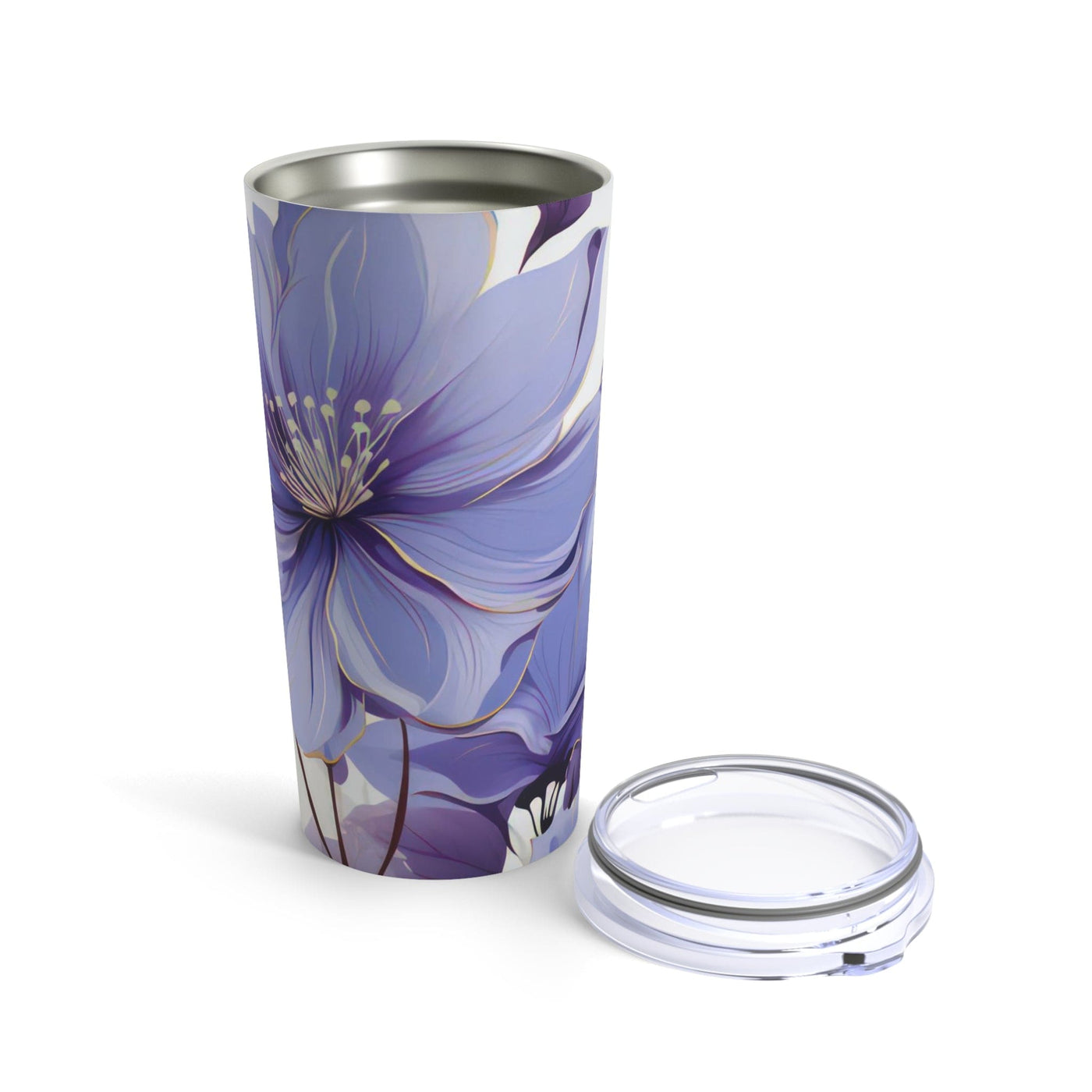 Insulated Tumbler 20oz Purple And Violet Botanical Blooms: Floral Illustration