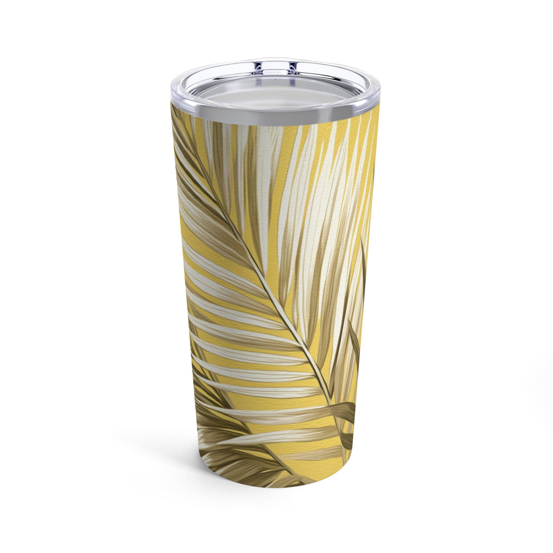 Insulated Tumbler 20oz White Brown Palm Leaves - Decorative | Tumblers | 20oz