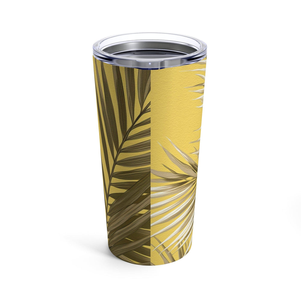 Insulated Tumbler 20oz White Brown Palm Leaves - Decorative | Tumblers | 20oz