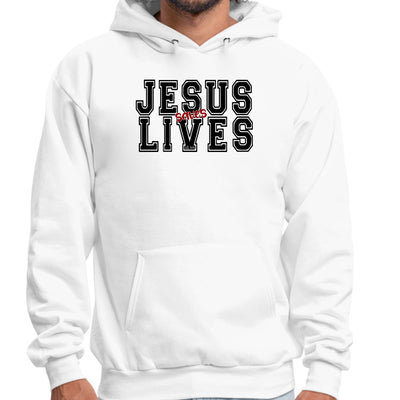Jesus Saves Lives Black Red Illustration Graphic Hoodie - Unisex | Hoodies