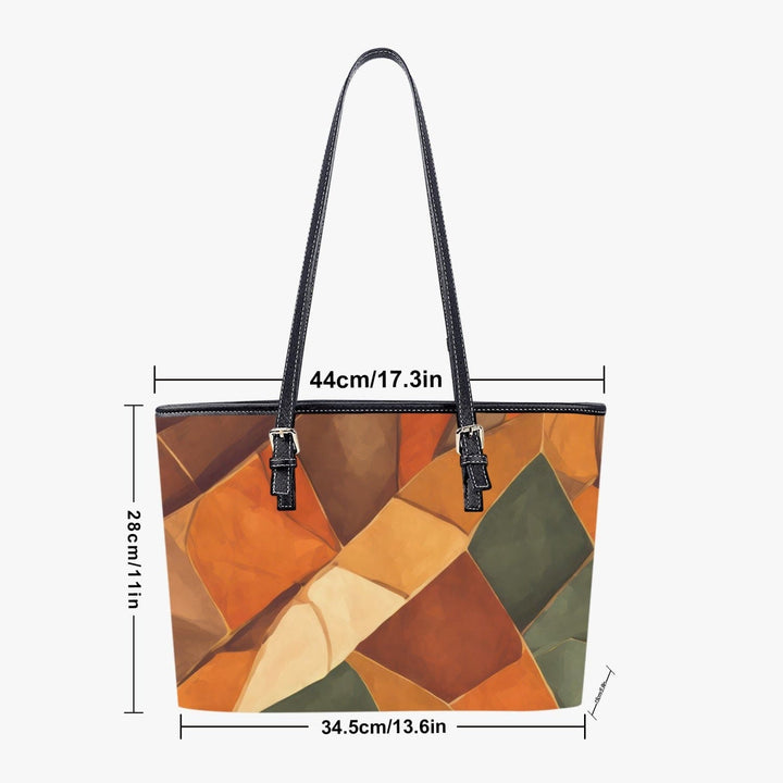 Large Leather Tote Bag for Women - Rustic Abstract Illustration