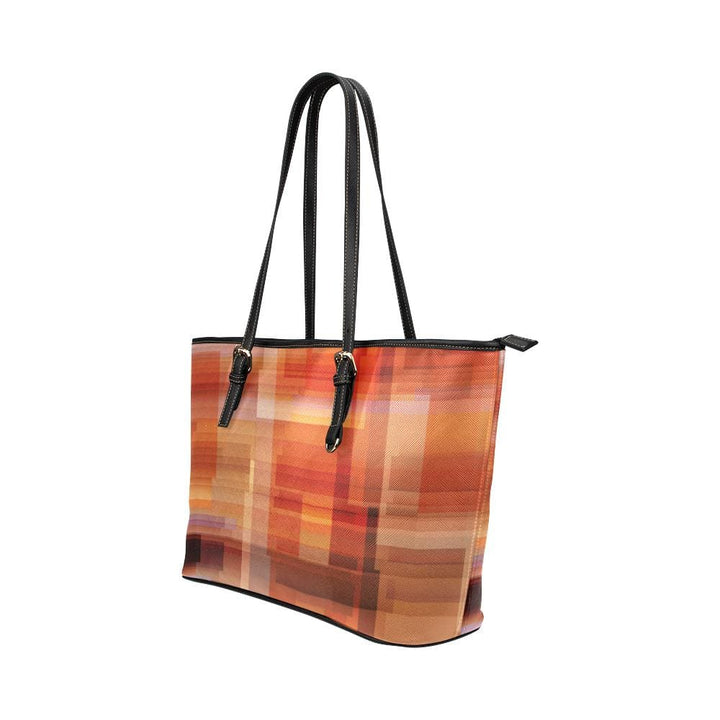 Large Leather Tote Shoulder Bag - Autumn Abstract Illustration - Bags | Leather