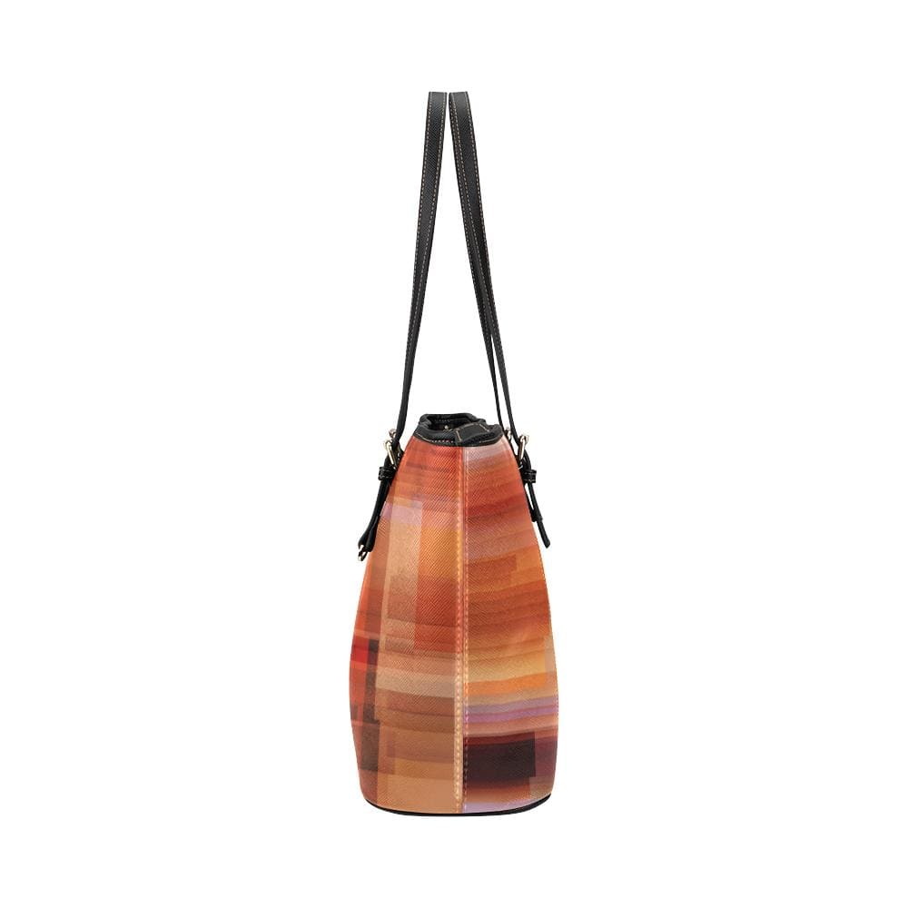 Large Leather Tote Shoulder Bag - Autumn Abstract Illustration - Bags | Leather