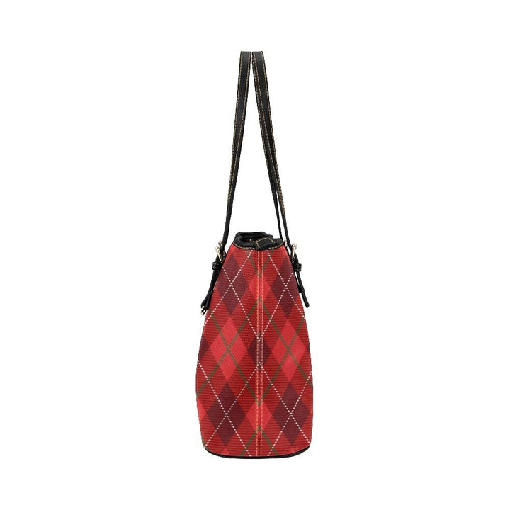 Large Leather Tote Shoulder Bag - Tote Bagsred Plaid Print Bag - Bags | Leather