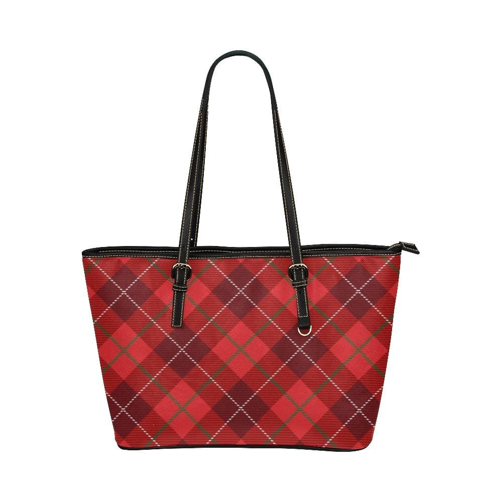 Large Leather Tote Shoulder Bag - Tote Bagsred Plaid Print Bag - Bags | Leather