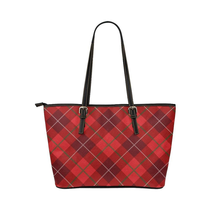 Large Leather Tote Shoulder Bag - Tote Bagsred Plaid Print Bag - Bags | Leather