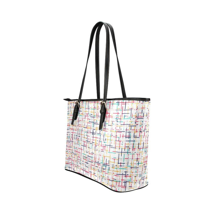 Large Leather Tote Shoulder Bag - Tote Bagswhite Colorful Stripes Pattern