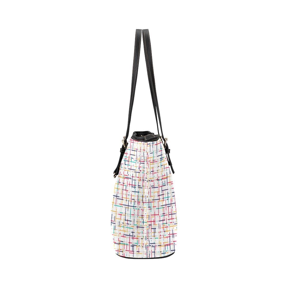 Large Leather Tote Shoulder Bag - Tote Bagswhite Colorful Stripes Pattern