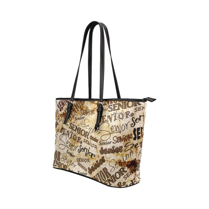 Large Leather Tote Shoulder Bag - Beige and Brown Senior Class Pattern B3558185