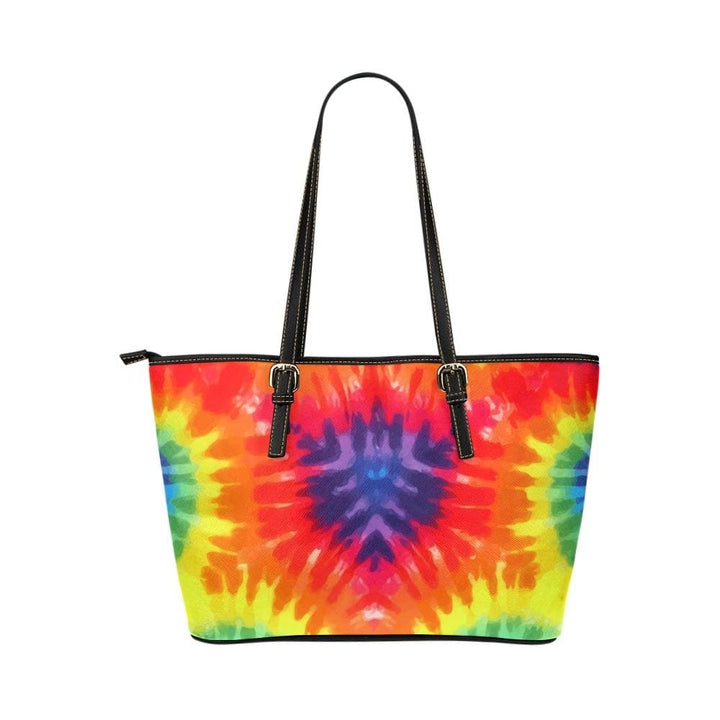 Large Leather Tote Shoulder Bag - Black and Rainbow Handbag - Bags | Leather