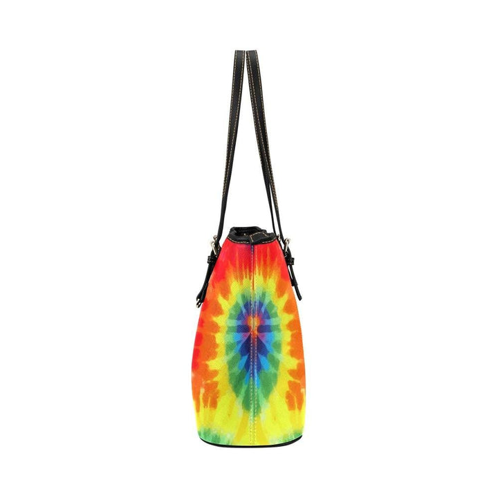 Large Leather Tote Shoulder Bag - Black and Rainbow Handbag - Bags | Leather