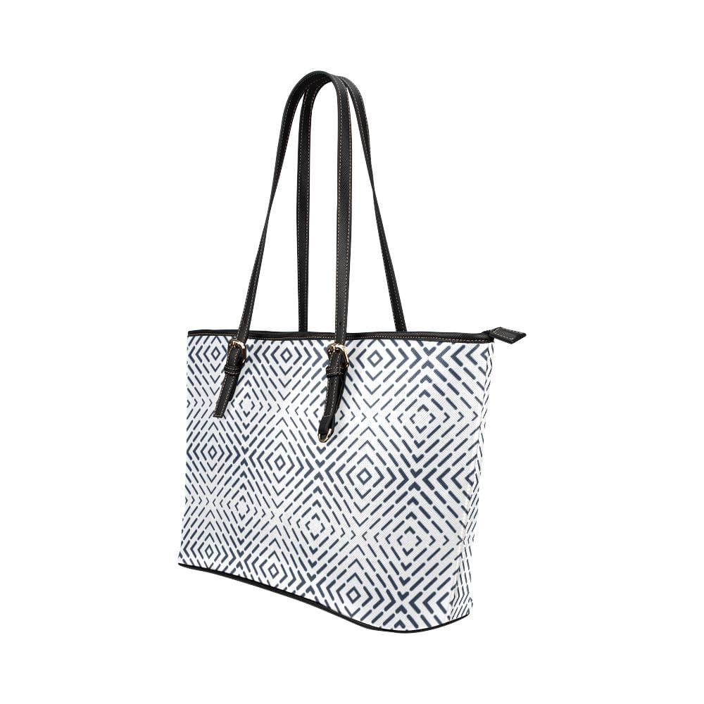 Large Leather Tote Shoulder Bag - Black and White Gradient Print - Bags