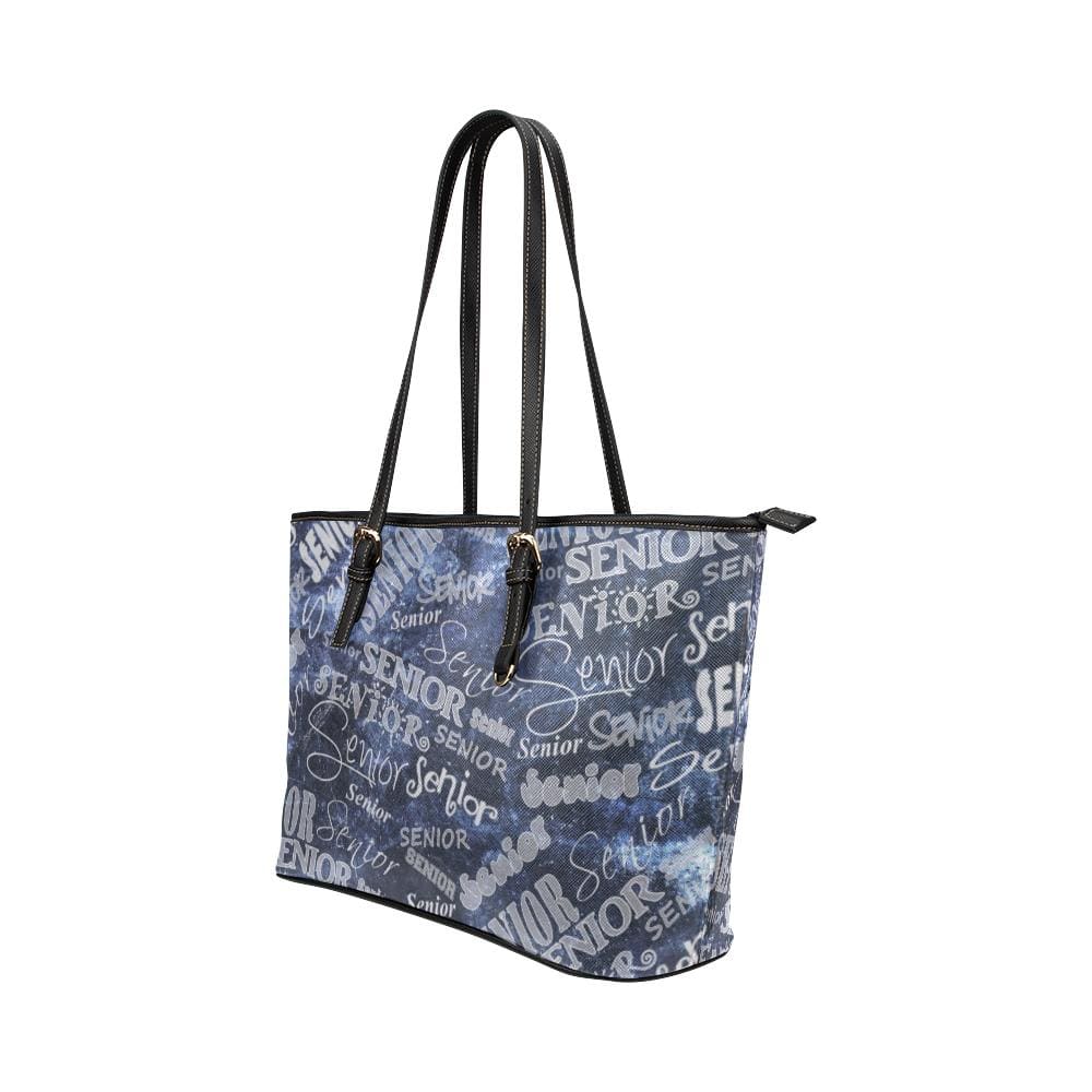 Large Leather Tote Shoulder Bag - Blue and Grey Senior Pattern B3558190 - Bags