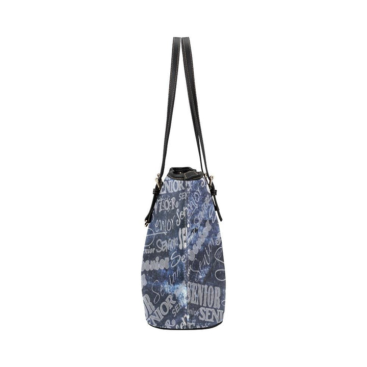 Large Leather Tote Shoulder Bag - Blue and Grey Senior Pattern B3558190 - Bags