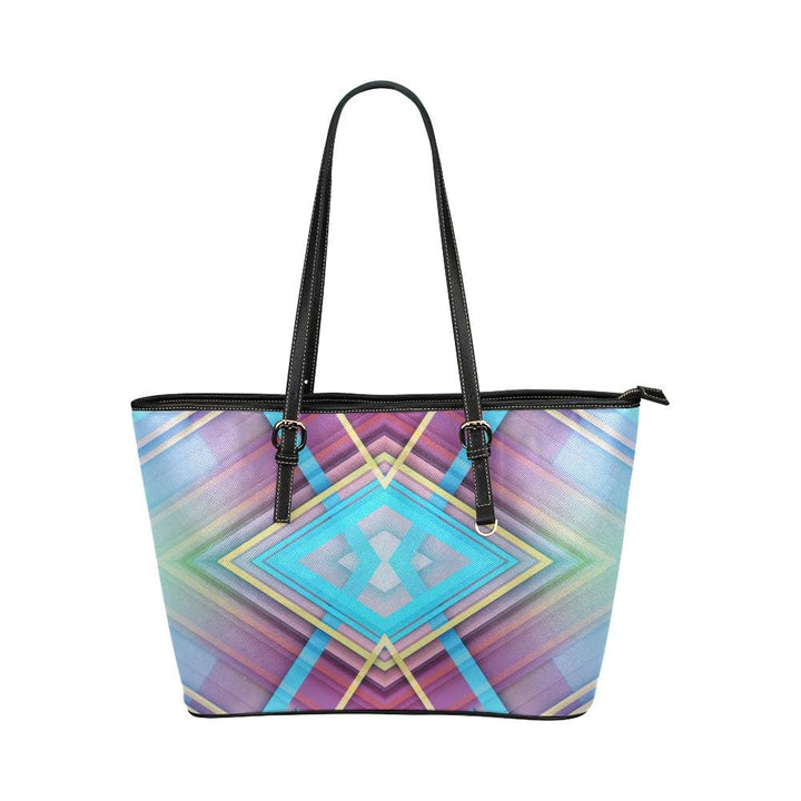 Large Leather Tote Shoulder Bag - Blue Gradient Illustration - Bags | Leather