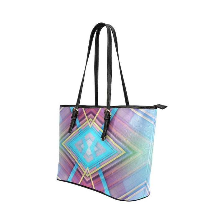 Large Leather Tote Shoulder Bag - Blue Gradient Illustration - Bags | Leather