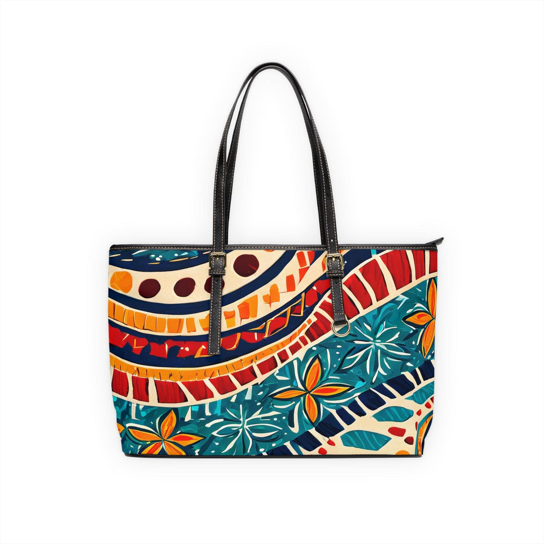 Large Leather Tote Shoulder Bag Boho Floral Print - Bags | Leather Tote Bags