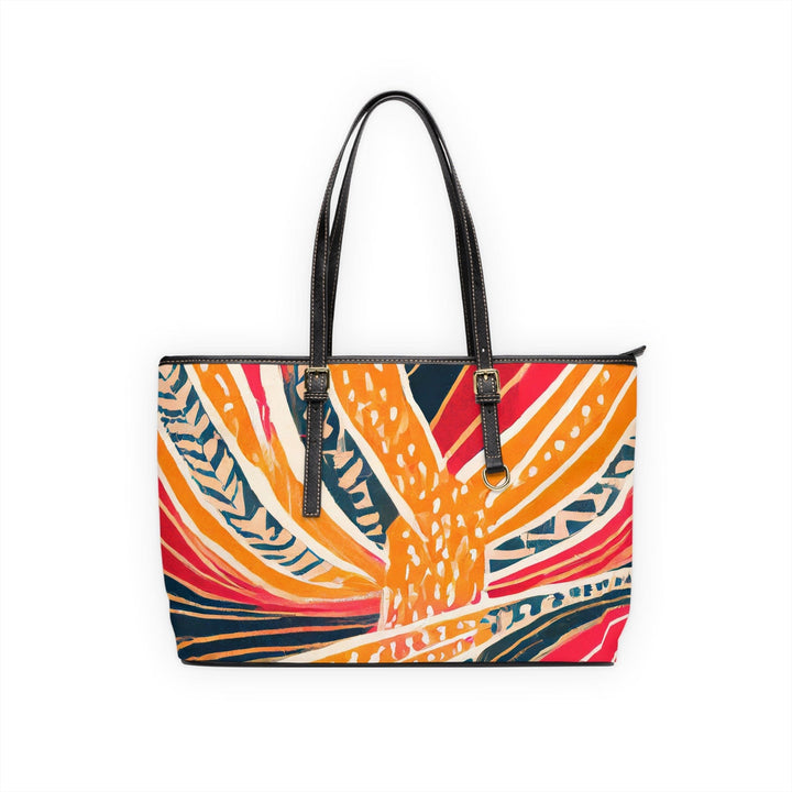 Large Leather Tote Shoulder Bag Boho Multicolor Print - Bags | Leather Tote Bags